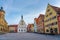 beautiful architecture of romantic Rothenburg ob der Tauber with colorful medival houses on Marktplatz Ratstrinkstube