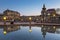 Beautiful architecture of the Zwinger palace in Dresden ad dusk, Saxony. Germany