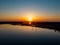 Beautiful areal drone view of sunset and river Lielupe