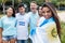 Beautiful argentinian sports fan with other supporters from Argentina