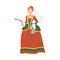 Beautiful aristocratic lady in luxury historical costume of 18th century cartoon vector illustration