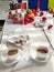 Beautiful arranged coffee and cookies for two