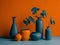 Beautiful arrangement of flowers stands elegantly in a gray vase, casting a striking contrast against the vibrant orange