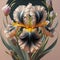 beautiful art black-beige colorful iris flower against soft pale background. Digital artwork. close up. paint style. Ai genarated