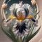 beautiful art black-grey iris flower against soft pale background. Digital artwork. close up. paint style. Ai genaratede