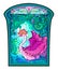 Beautiful Art Nouveau stained glass window with fairy tale swan. Luxury interior. Template for design, wallpaper, background,