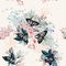 Beautiful artistic pattern with flowers and butterflies in spring peach colors