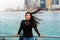 Beautiful Asian girl in Dubai marina