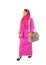 Beautiful asian muslimah woman with wicker tote bag.Isolated