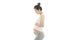 Beautiful asian pregnant woman smiling and touching her belly on the white background. Pregnancy healthy motherhood concept.