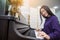 Beautiful asian woman playing piano. selective focus on face