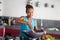 Beautiful Asian woman preparing food