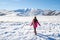 Beautiful asian woman is relaxing in nature in winter in a beautiful location in New Zealand