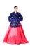 A beautiful Asian woman wearing hanbok is the national dress of Korea.