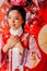 Beautiful Asian women wear Chinese Qing Dynasty clothes.