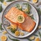 beautiful attractive stunning baked salmon fillet with crispy crust