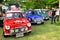 Beautiful Austin Mini cooper car parking on grass field for show at mini on the beach party