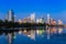 Beautiful Austin skyline reflection at twilight