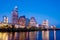 Beautiful Austin skyline reflection at twilight