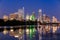 Beautiful Austin skyline reflection at twilight