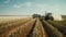 Beautiful Australian Landscape: Cotton Field With Tractor