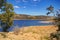 Beautiful Australian landscape with lake on sunny day