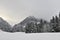 Beautiful Austrian scenery snowy road forest mountains Austria in winter