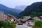 Beautiful authentic mountain village in France Les Houches, a settlement in the valley, ski resort with domain which extends from