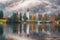 Beautiful autumn colors at Bohinj Lake at sunrise in Triglav National Park