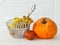 Beautiful autumn composition with a pumpkin on white background