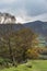 Beautiful Autumn Fall landscape view along valley towards Mellbreak and Grasmoor in Lake District with vibrant epic lighting in