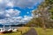 Beautiful autumn foliage scenery landscapes of Lake Towada in sunny day