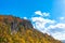 Beautiful autumn foliage scenery landscapes. View from Lake Towada sightseeing Cruise ship