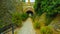 Beautiful autumn in the garden - northern Poland - with a tunnel in the middle of the mountains - with a corridor in the center of