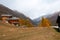 Beautiful autumn landscape with a chalet and Zmuttbach Valley