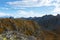 Beautiful autumn landscape of the Italian Alps and a small shelter ( hut ) for climbers