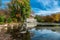 Beautiful autumn landscape in the Prospect Park Boathouse, New York