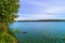 Beautiful autumn landscape.View of the ancient glacial lake surrounded by trees