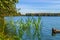 Beautiful autumn landscape.View of the ancient glacial lake surrounded by trees