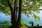 Beautiful autumn landscape.View of the ancient glacial lake surrounded by trees