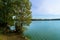 Beautiful autumn landscape.View of the ancient glacial lake surrounded by trees