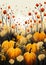 Beautiful Autumn Leaves and Fiery Pumpkins in a Stylized Field