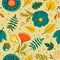 Beautiful autumn leaves flowers and twigs pattern