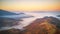 Beautiful Autumn mountain panorama. Fantastic fall sunrise