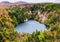 Beautiful Autumn scene at Gypsum Mine Lake Cape Breton Island.