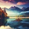 Beautiful autumn scene of Hintersee lake. Colorful morning view of Bavarian Alps on the Austrian border, Germany, Europe