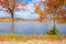 Beautiful autumn scenery with calm lake