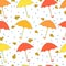 Beautiful, autumn seamless pattern, bright umbrellas, yellow ora