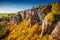 Beautiful autumn trees of rock scenery