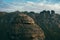 Beautiful autumn view of the tops of rocks in the mountains